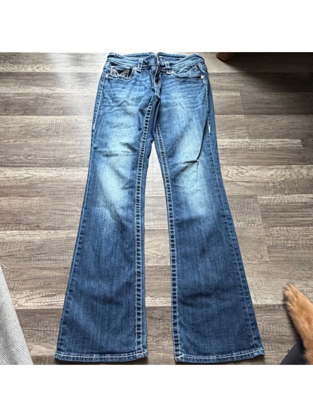 Womens Bootcut Denim Size 3/4 Chelsea Style Blue Wash Long Length 33"